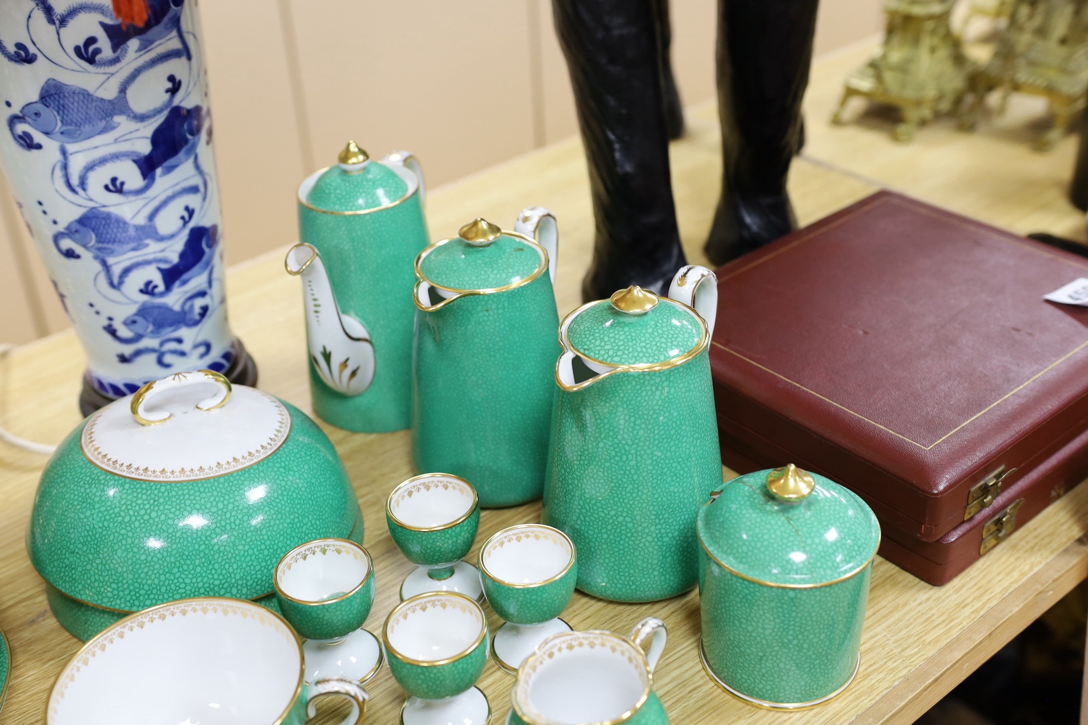 A Goode & Co shagreen pattern tea service